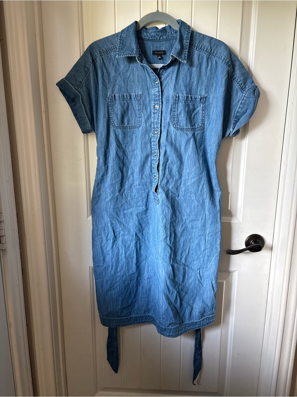Talbots Medium Blue Denim Shirt Dress with Tie Waist - Picture 3 of 7